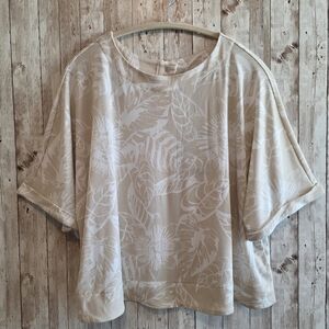 Women's Adrianna Papell Top Blouse XL Beige Floral Print Cropped Dolman